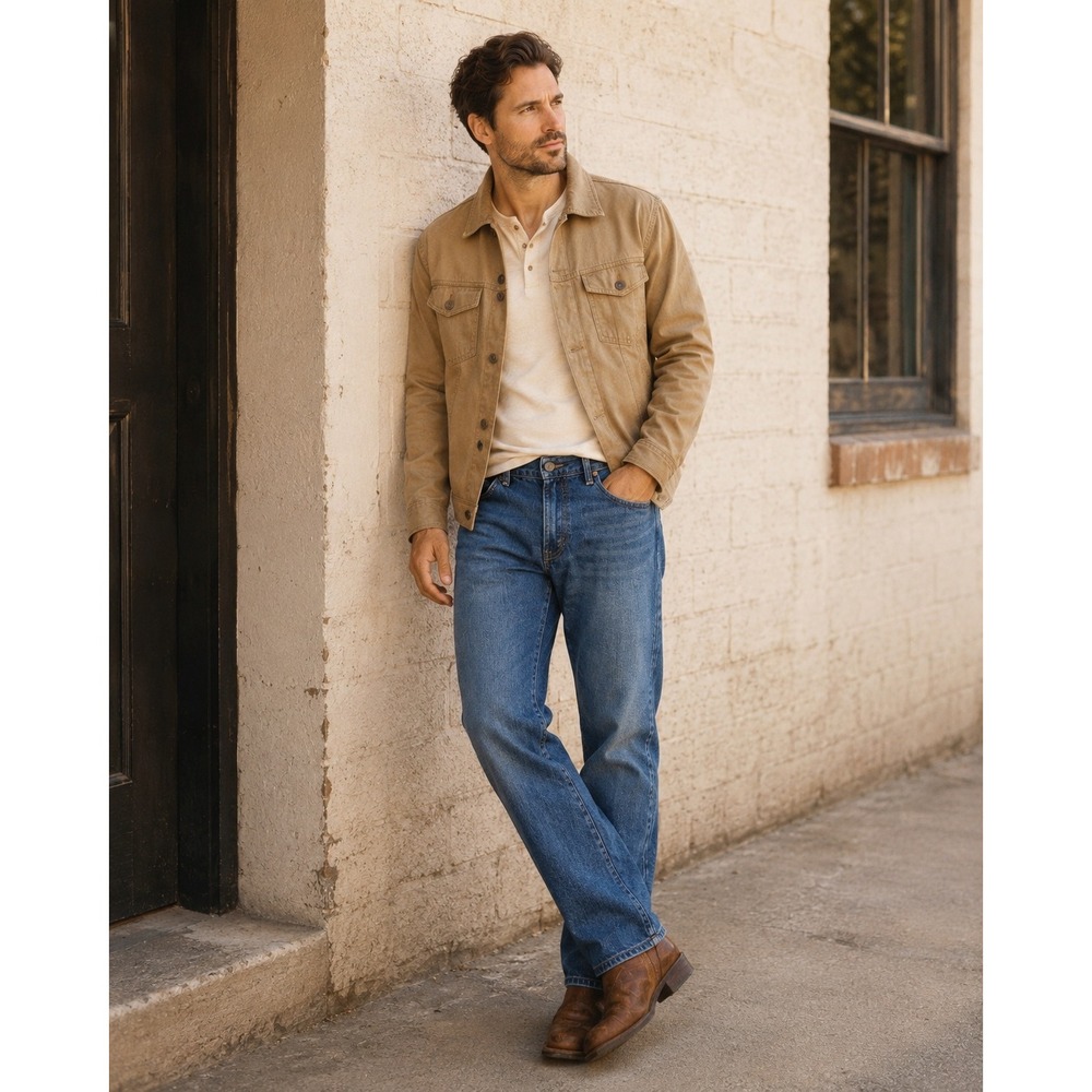 Wrangler Retro Men's Size 34 x 34 Relaxed Bootcut Jeans Western Medium Wash